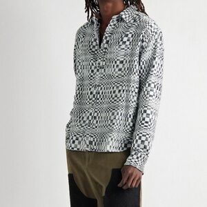 Corridor High Focus Check Long Sleeve Button Down Shirt Medium M Geometric $265